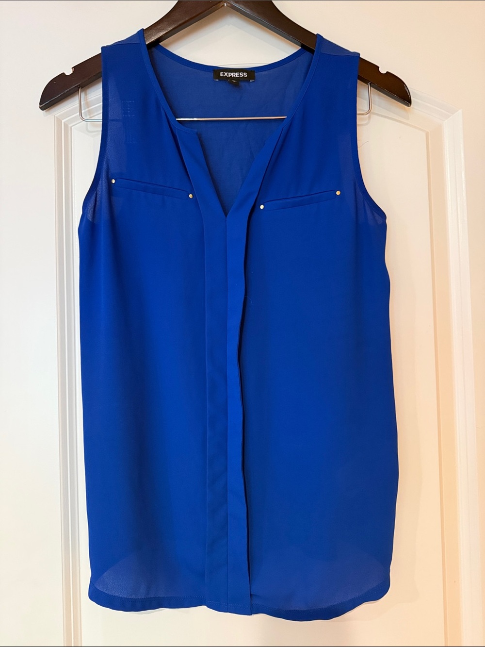 Express Sleeveless V-Neck Blouse - Cobalt Blue Like New Women’s Size Small